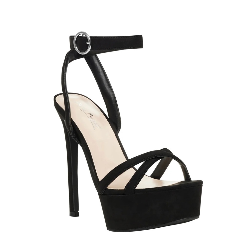 NEW Black Platform Strappy High Heels Sandals